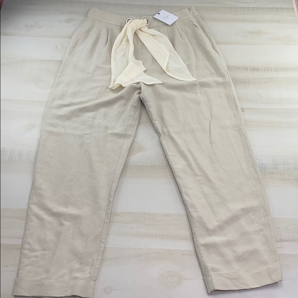 L’Academie Mina High Waist Linen Blend Pants Nude - Picture 4 of 12